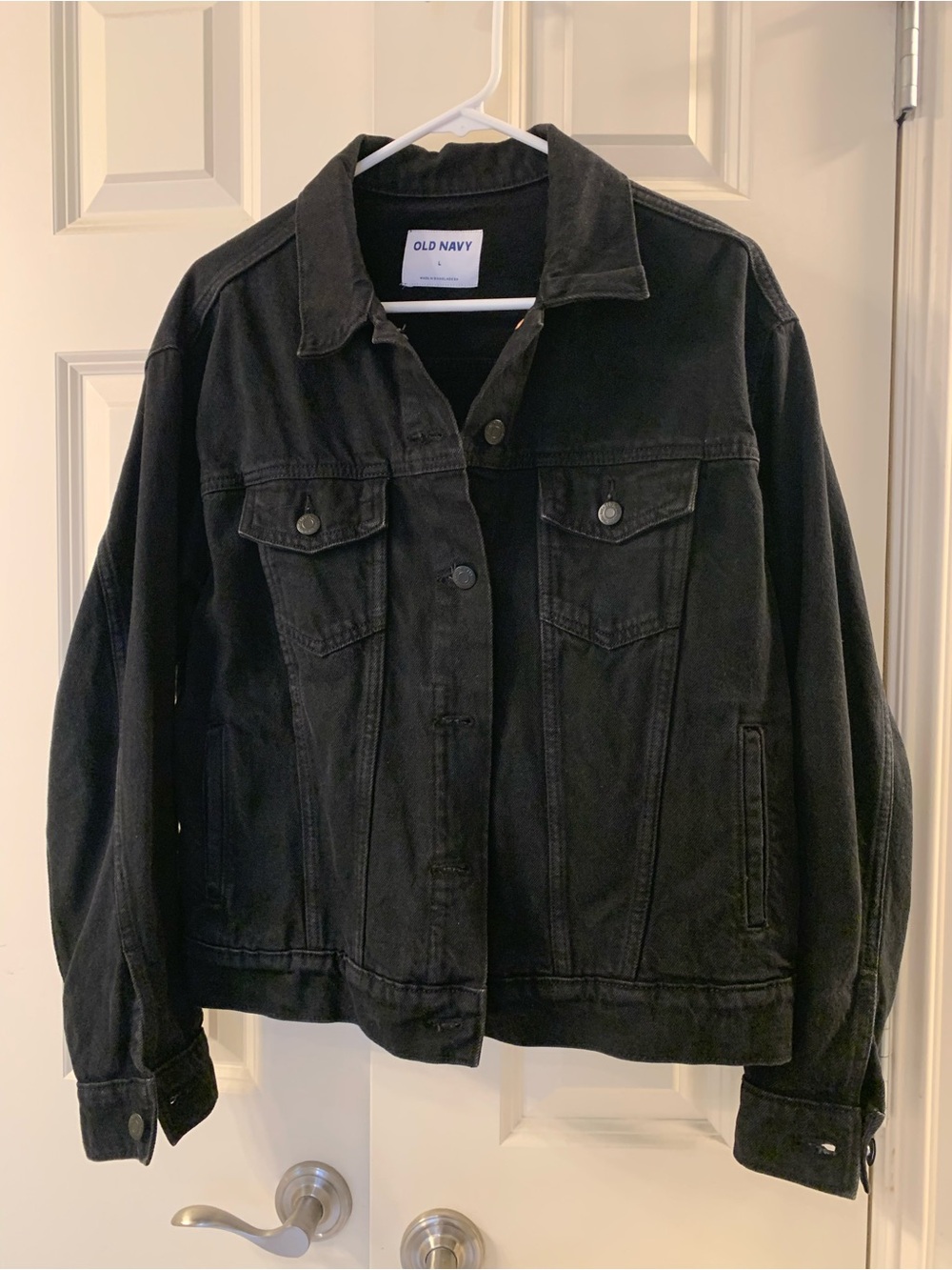 Old Navy Black Denim Jean Jacket size L